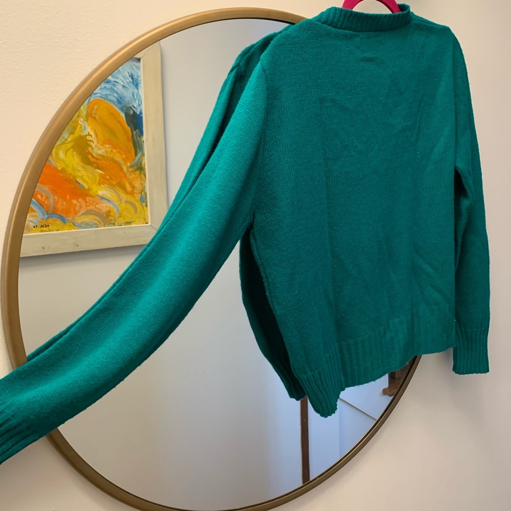 Vintage emerald green knit v-neck sweater - Picture 4 of 4